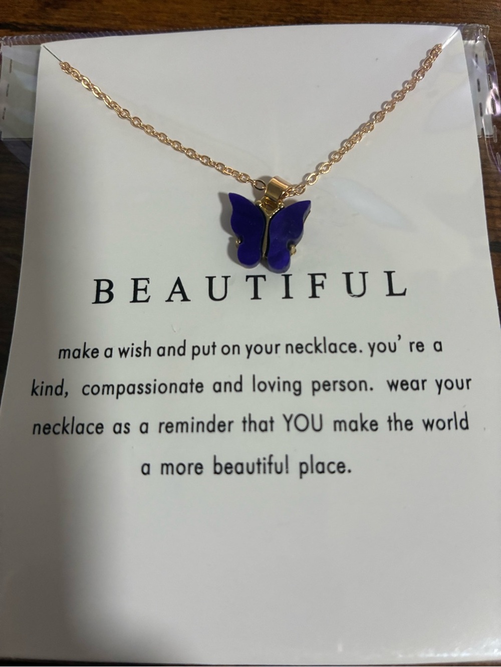 Source Unknown Gold Chain Necklace with Purple Butterfly Charm